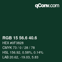 カラーコード: RGB 15 56.6 40.6 | qconv.com
