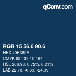 カラーコード: RGB 15 56.6 90.6 | qconv.com