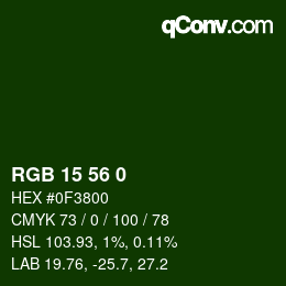 Color code: RGB 15 56 0 | qconv.com