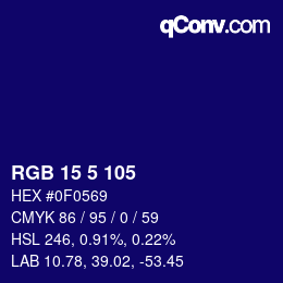 Color code: RGB 15 5 105 | qconv.com