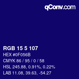 Color code: RGB 15 5 107 | qconv.com