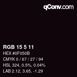 カラーコード: RGB 15 5 11 | qconv.com