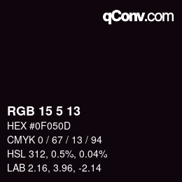 Color code: RGB 15 5 13 | qconv.com