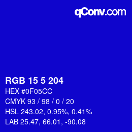 Color code: RGB 15 5 204 | qconv.com