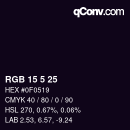 Color code: RGB 15 5 25 | qconv.com