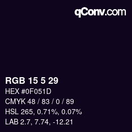 Color code: RGB 15 5 29 | qconv.com