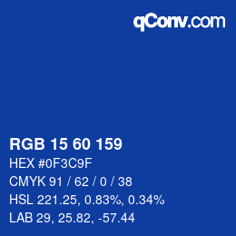 颜色代码: RGB 15 60 159 | qconv.com