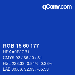 カラーコード: RGB 15 60 177 | qconv.com
