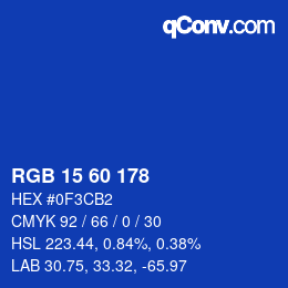 カラーコード: RGB 15 60 178 | qconv.com