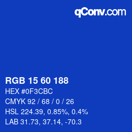 カラーコード: RGB 15 60 188 | qconv.com