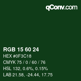 カラーコード: RGB 15 60 24 | qconv.com