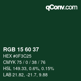 カラーコード: RGB 15 60 37 | qconv.com