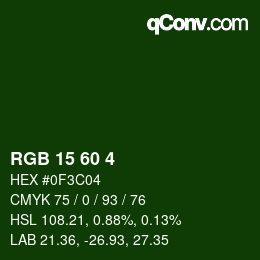 Color code: RGB 15 60 4 | qconv.com