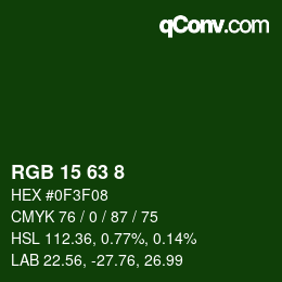 Color code: RGB 15 63 8 | qconv.com