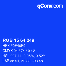 Color code: RGB 15 64 249 | qconv.com
