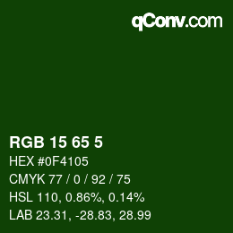カラーコード: RGB 15 65 5 | qconv.com