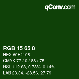 カラーコード: RGB 15 65 8 | qconv.com
