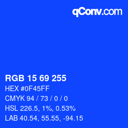 Color code: RGB 15 69 255 | qconv.com