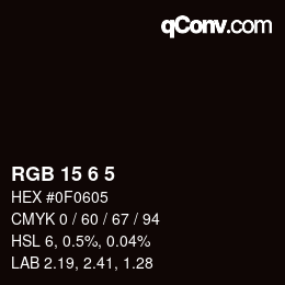 Color code: RGB 15 6 5 | qconv.com