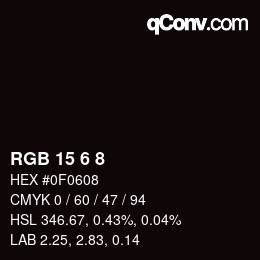Color code: RGB 15 6 8 | qconv.com