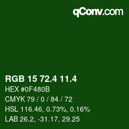 カラーコード: RGB 15 72.4 11.4 | qconv.com