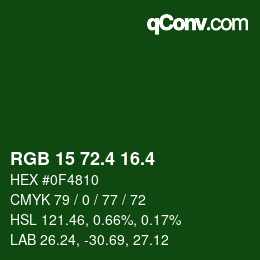 カラーコード: RGB 15 72.4 16.4 | qconv.com
