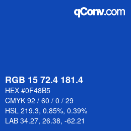 カラーコード: RGB 15 72.4 181.4 | qconv.com