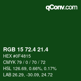カラーコード: RGB 15 72.4 21.4 | qconv.com