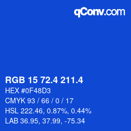 カラーコード: RGB 15 72.4 211.4 | qconv.com