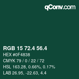 カラーコード: RGB 15 72.4 56.4 | qconv.com