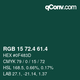 カラーコード: RGB 15 72.4 61.4 | qconv.com