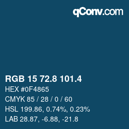 カラーコード: RGB 15 72.8 101.4 | qconv.com