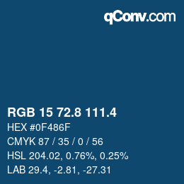カラーコード: RGB 15 72.8 111.4 | qconv.com