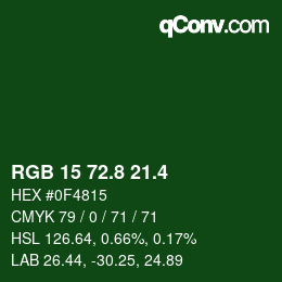 カラーコード: RGB 15 72.8 21.4 | qconv.com