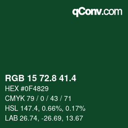 カラーコード: RGB 15 72.8 41.4 | qconv.com