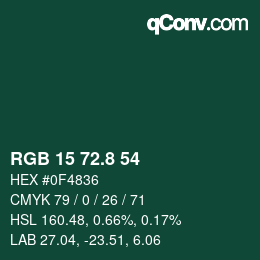 カラーコード: RGB 15 72.8 54 | qconv.com