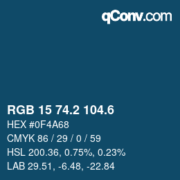 カラーコード: RGB 15 74.2 104.6 | qconv.com