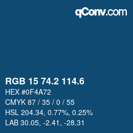 カラーコード: RGB 15 74.2 114.6 | qconv.com