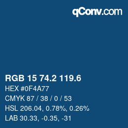 カラーコード: RGB 15 74.2 119.6 | qconv.com