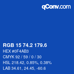 カラーコード: RGB 15 74.2 179.6 | qconv.com