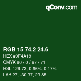 カラーコード: RGB 15 74.2 24.6 | qconv.com