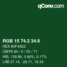カラーコード: RGB 15 74.2 34.6 | qconv.com