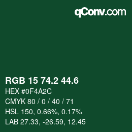 カラーコード: RGB 15 74.2 44.6 | qconv.com