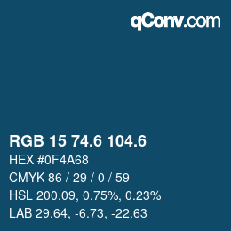 カラーコード: RGB 15 74.6 104.6 | qconv.com