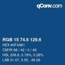 カラーコード: RGB 15 74.6 129.6 | qconv.com