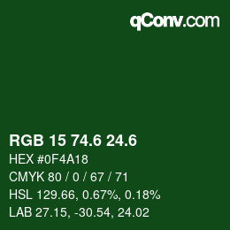 カラーコード: RGB 15 74.6 24.6 | qconv.com