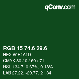 カラーコード: RGB 15 74.6 29.6 | qconv.com