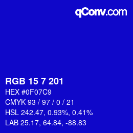 Color code: RGB 15 7 201 | qconv.com