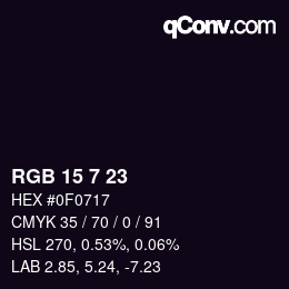 カラーコード: RGB 15 7 23 | qconv.com