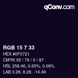 Color code: RGB 15 7 33 | qconv.com